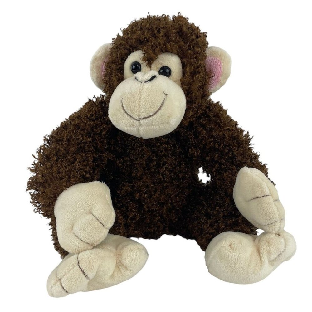 Animal‎ Adventure Brown Monkey 9" Plush Sitting Ape Chimpanzee Curly Hair